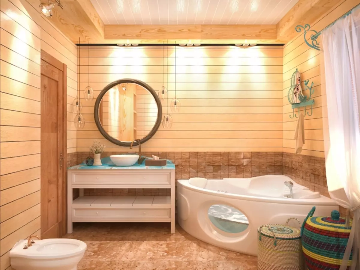 ванная комната в деревянном фото