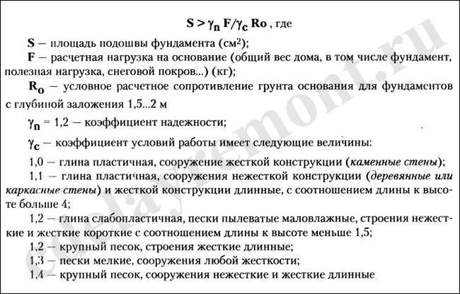 Как рассчитать площадь подошвы. Площадь подошвы фундамента. Требуемая площадь подошвы фундамента. Площадь подошвы фундамента формула. Площадь основания фундамента формула.