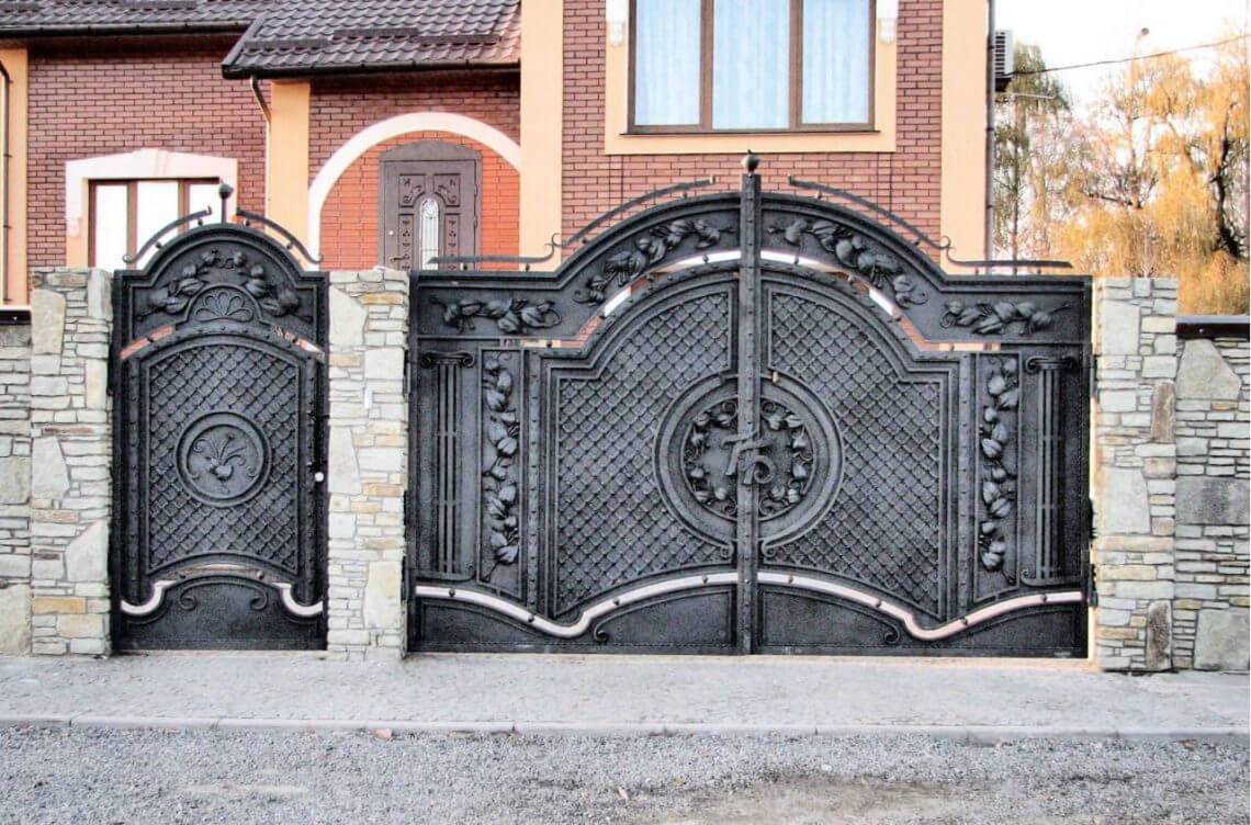 Ворота и калитки из профнастила - 70 фото, красивые идеи