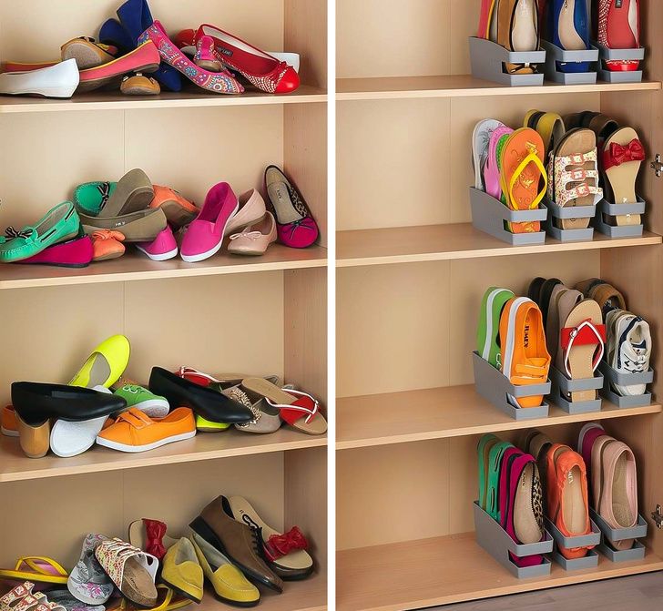 Идеи компактного хранения обуви в шкафу