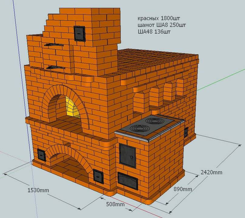 Проект русской печи с плитой