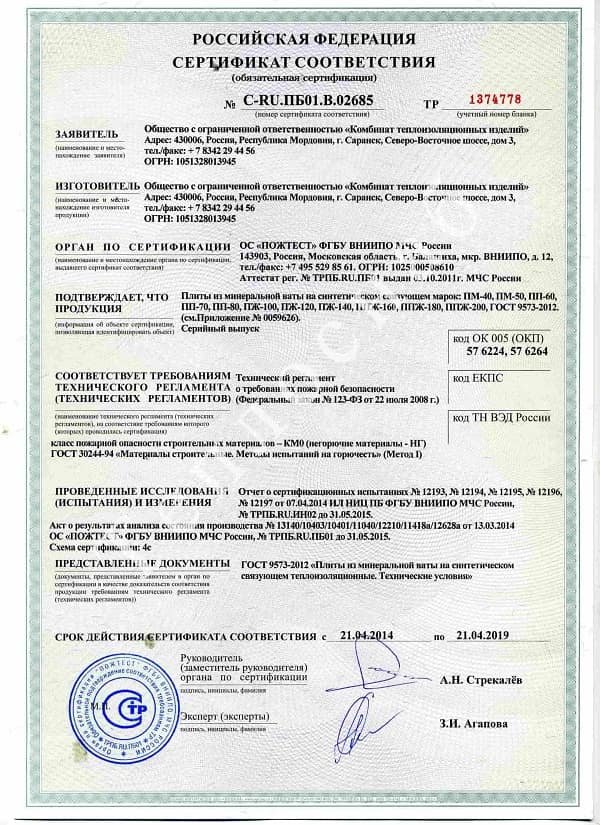 Свойства и технические характеристики минваты