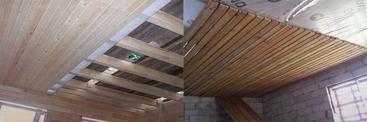 Черновой потолок по деревянным балкам: как сделать в частном доме, чем подшить, монтаж осб | proпотолки