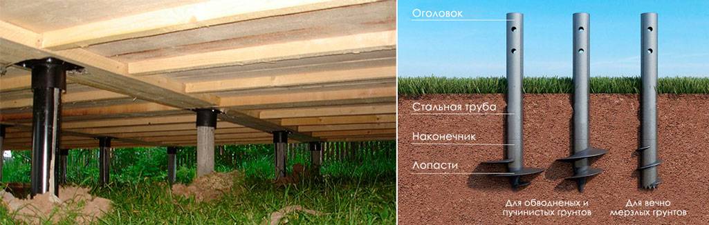 Зимняя установка свайно-винтового фундамента