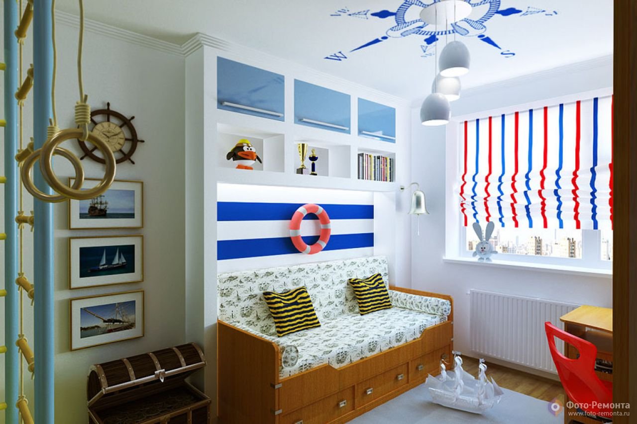 декор комнаты в морском стиле