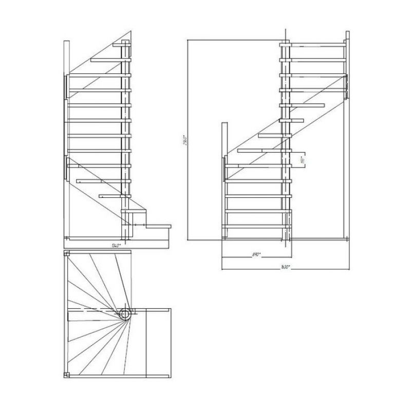 Винтовая лестница 1200х1200 чертежи