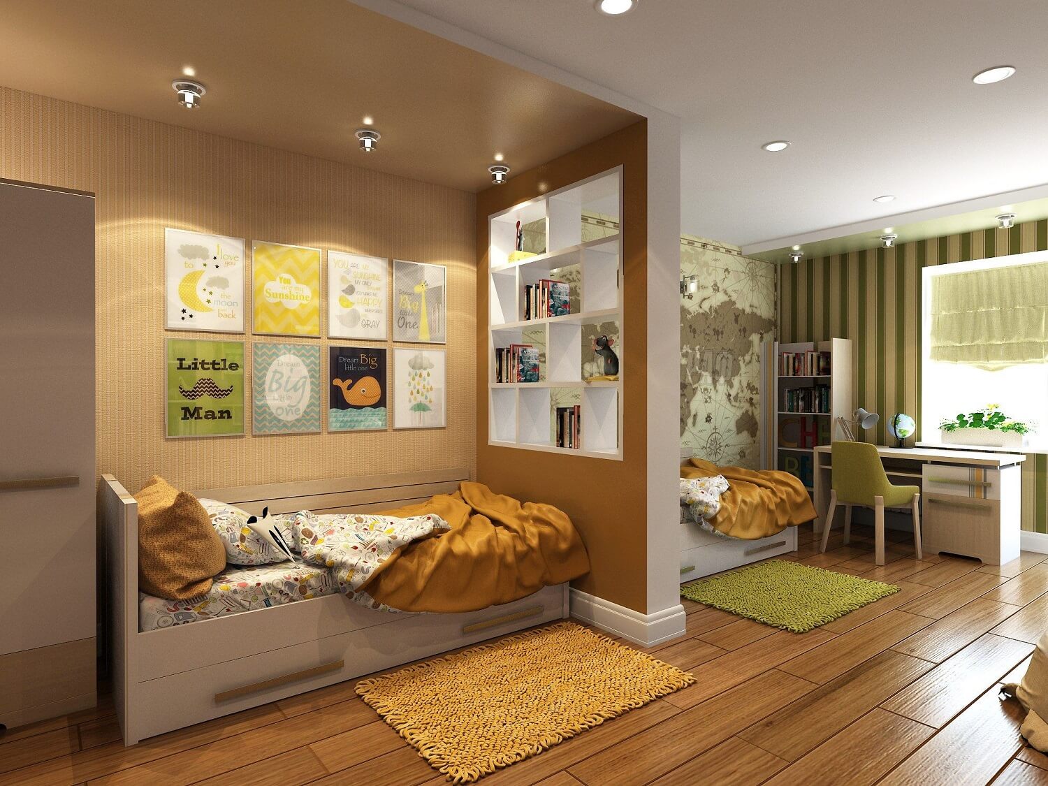 Планировка однокомнатной квартиры для семьи с двумя детьми, расположение мебели в квартире с ребенком