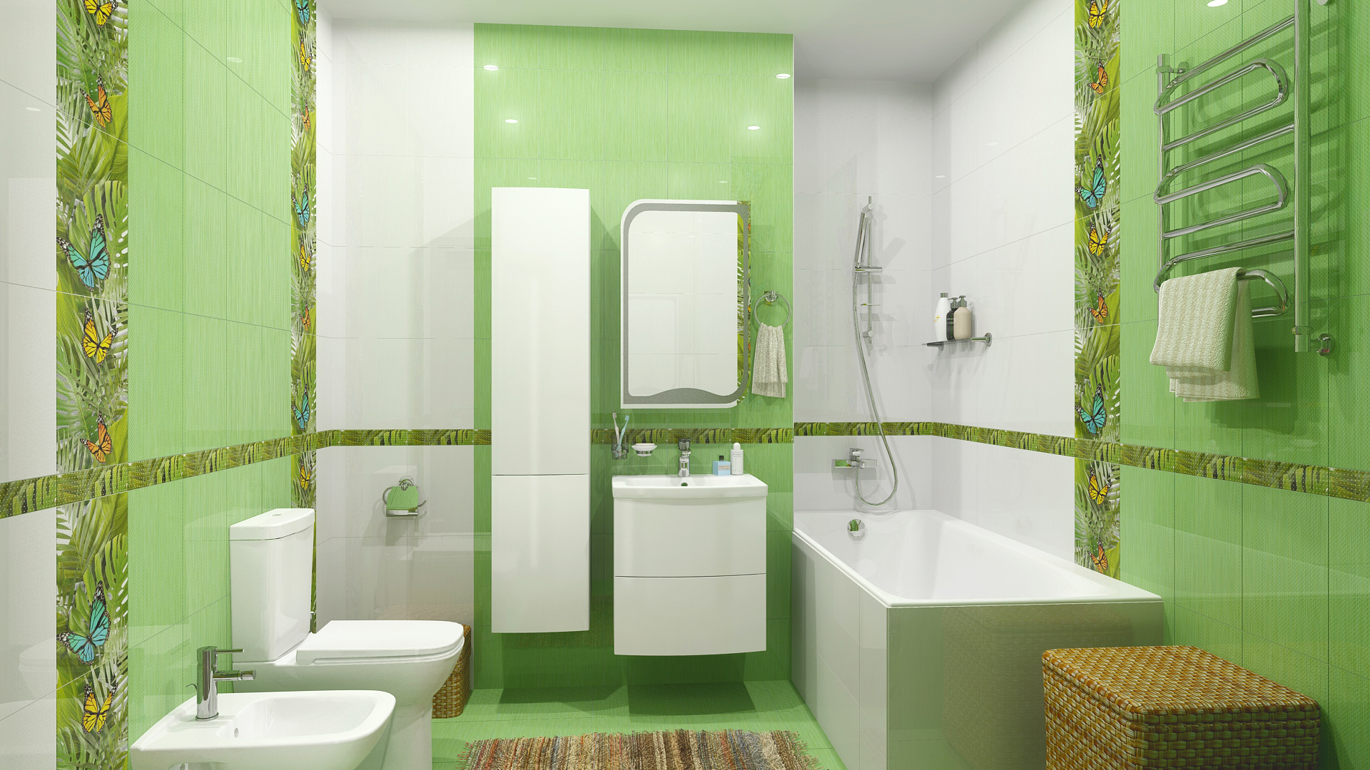 Керамическая плитка для ванной комнаты бамбук, фото дизайна - mnogovdom.ru