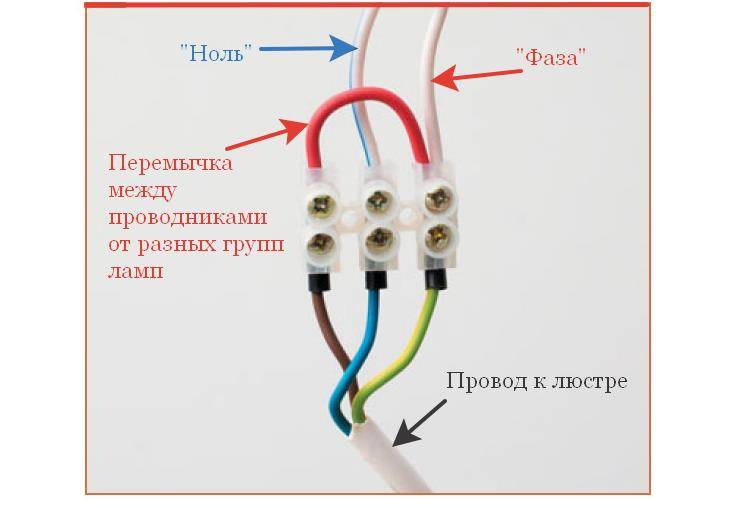 Как подключить люстру (схемы соединения 2, 3, 4 проводов)