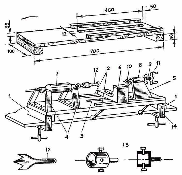 Токарный станок по дереву своими руками чертежи из дрели своими руками