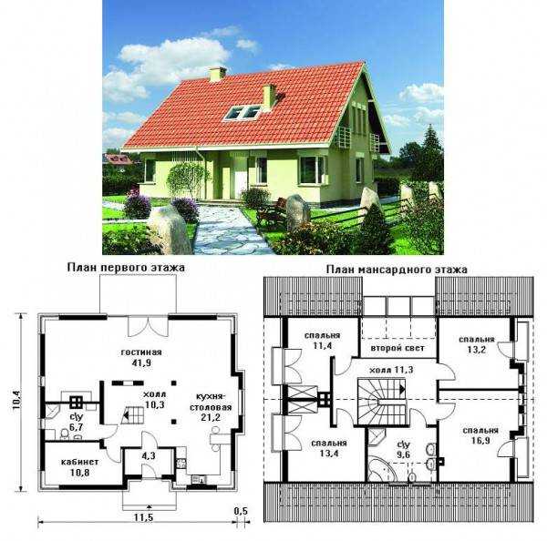 Дом 10 на 10 с мансардой планировка проекты