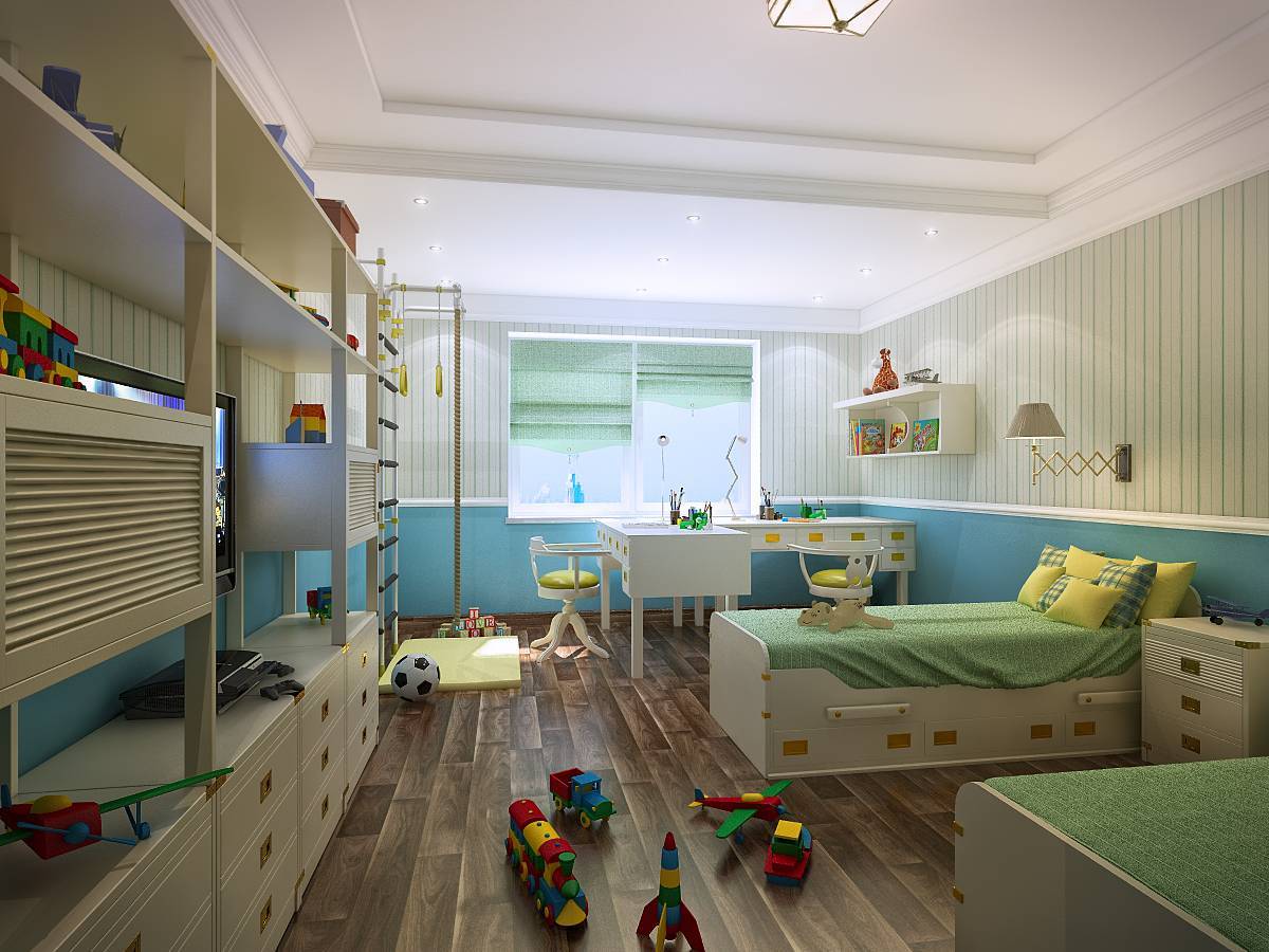 Детальное описание создания дизайна детской комнаты для двоих детей