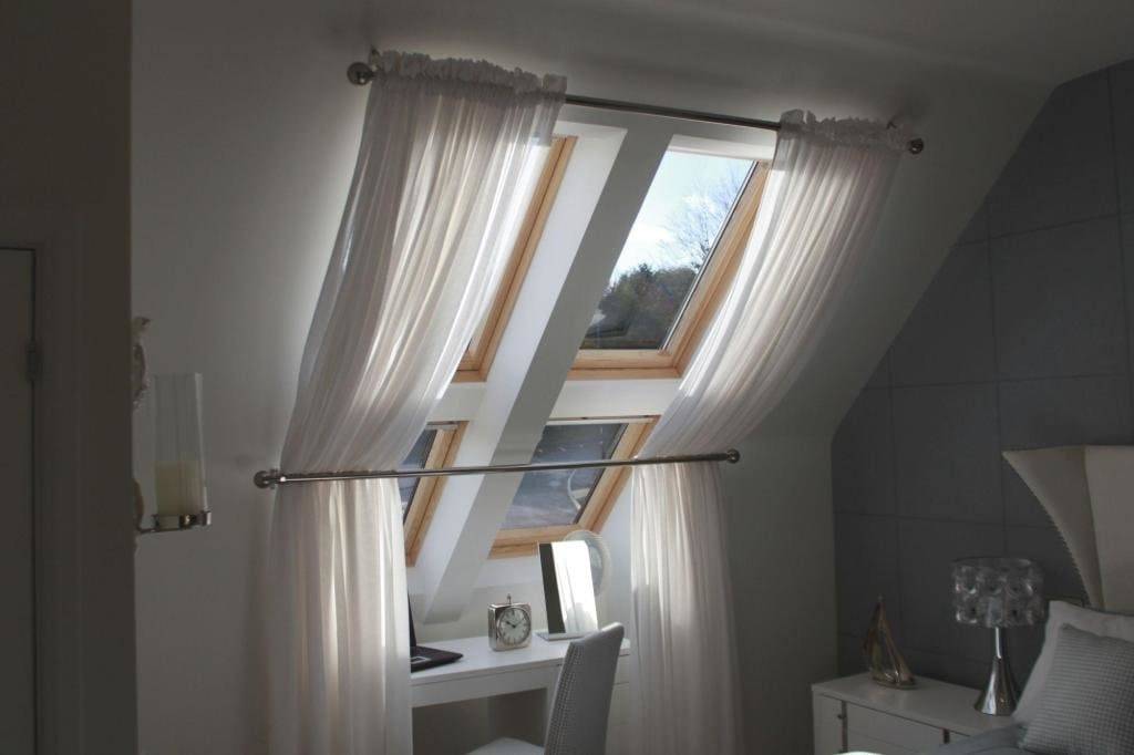 Оформление мансардных окон с помощью штор