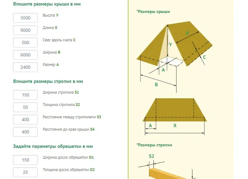 Калькулятор вальмовой крыши