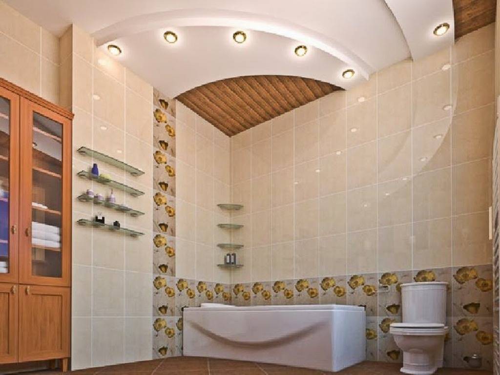 Потолок из гипсокартона в ванной - варианты отделки