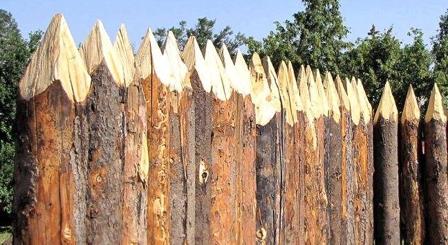 Забор из бревен: технология строительства частокола из толстых и тонких .