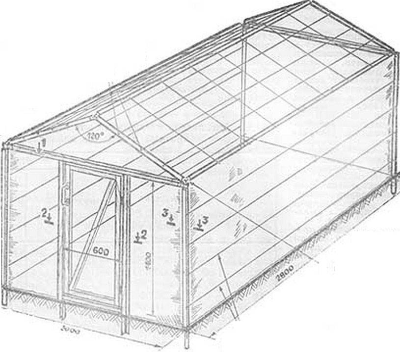 Схема деревянной теплицы