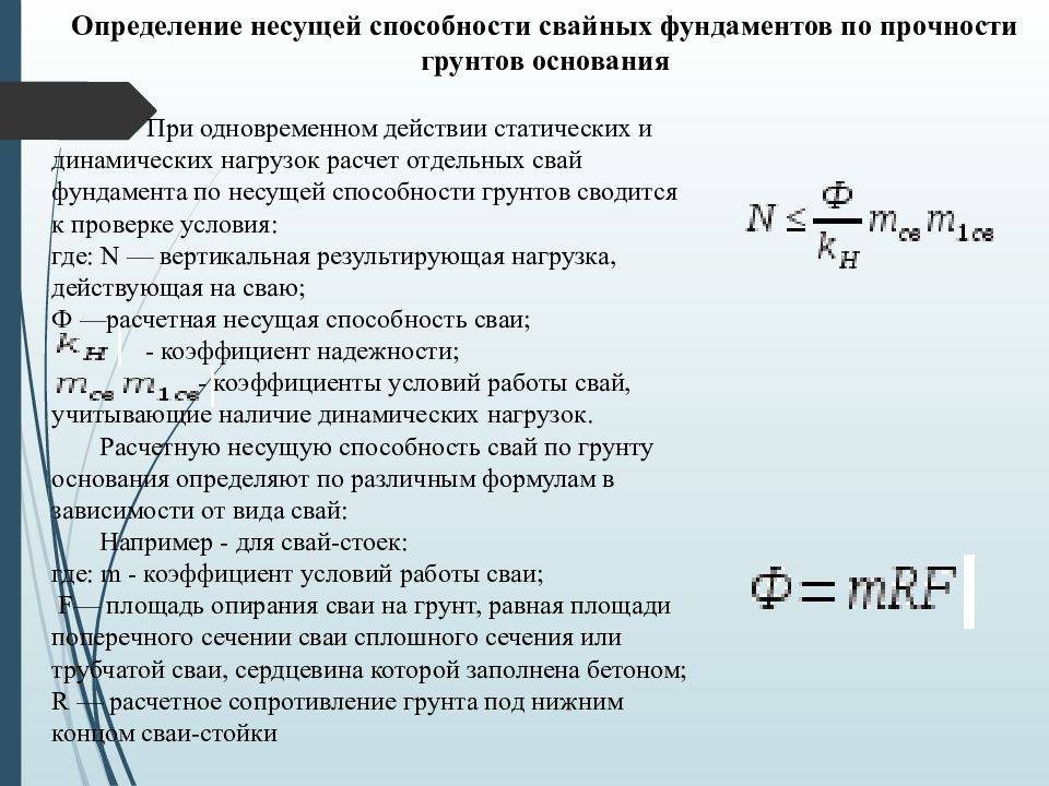 Расчет несущей способности сваи