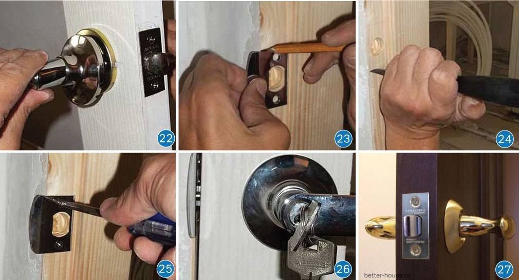 Установка ручки на межкомнатную дверь: как поставить дверную ручку своими руками