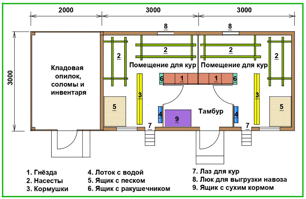Как построить курятник своими руками, на 20 кур - чертежи и проект, зимний вариант