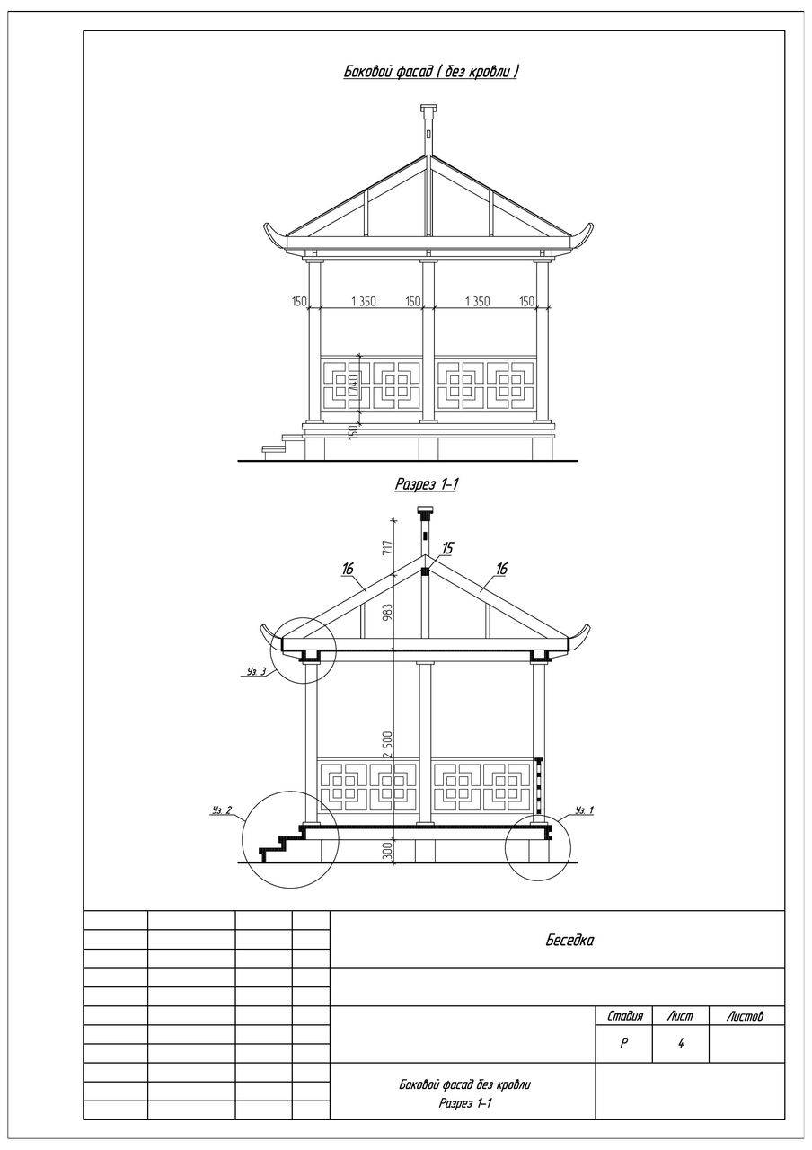 Беседка в японском стиле чертежи