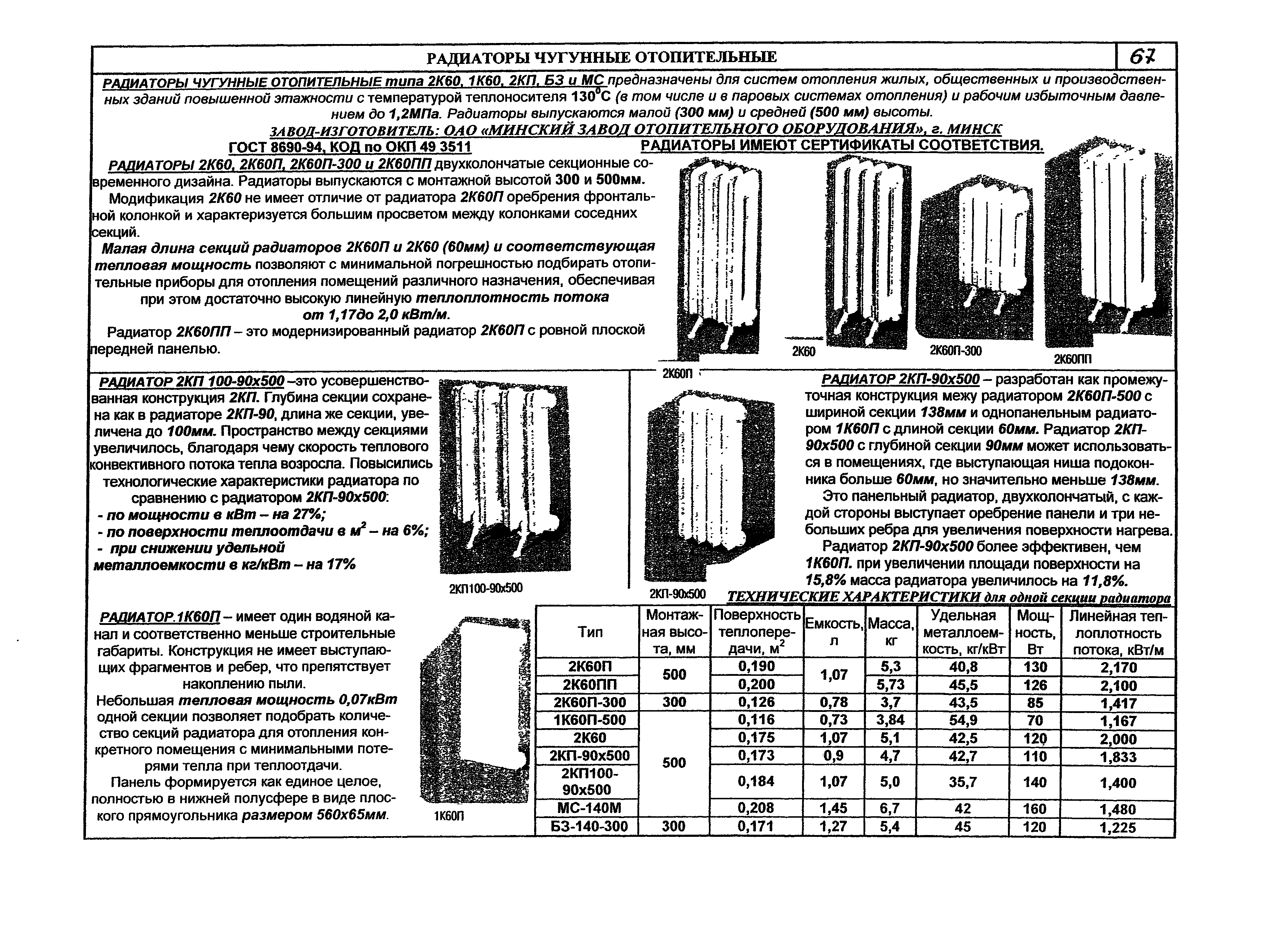 Чугунные батареи отопления: технические характеристики
