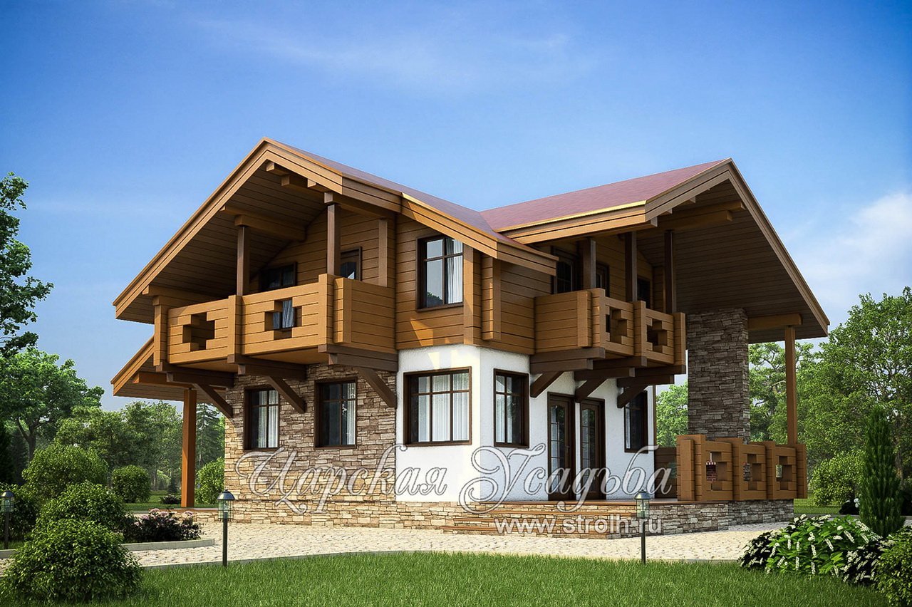 Комбинированные дома из камня и дерева: проекты и строительство