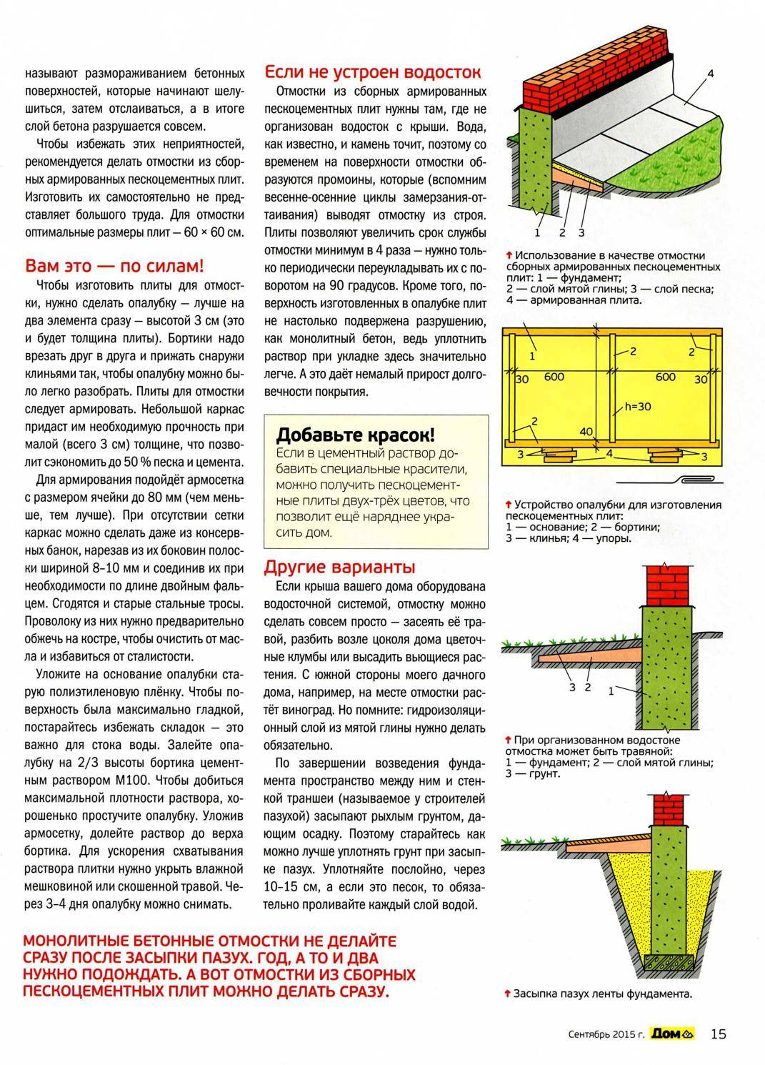 Пропорции бетона для отмостки: расчет, особенности, состав и рекомендации