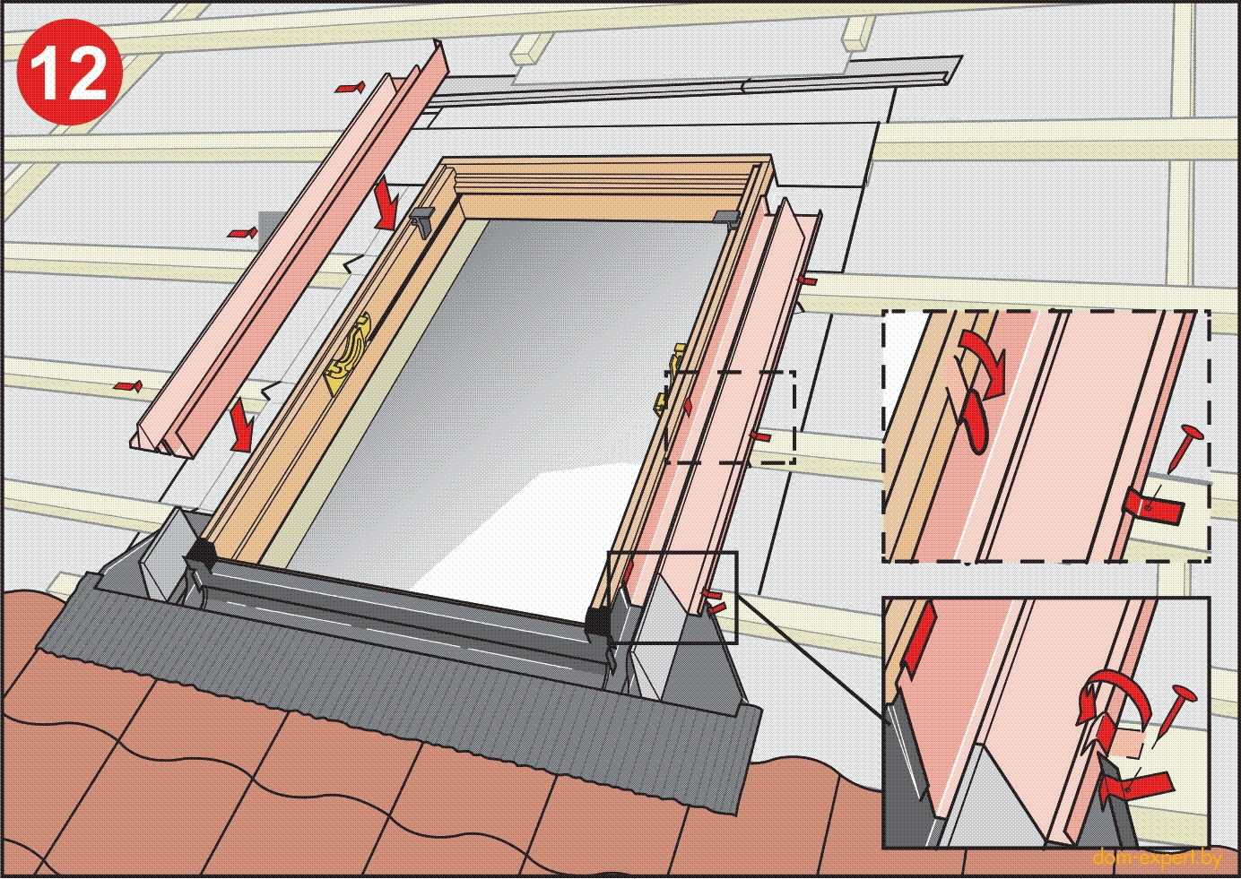 Монтаж мансардного окна в металлочерепицу можно осуществить самостоятельно
